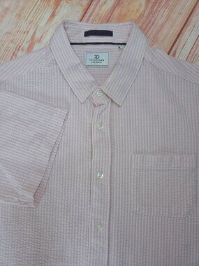 7Diamonds Mens Pink Textured Short Sleeve Shirt Medium